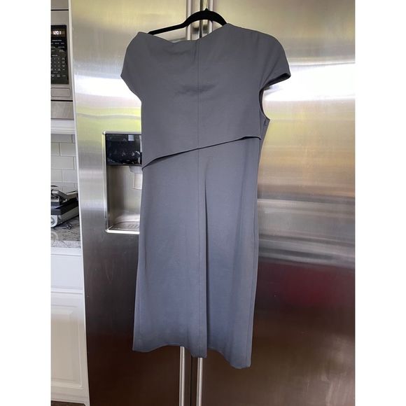 Helmet Lang Gray Twist Neck Ribbed Dress Large NWT - Picture 5 of 13